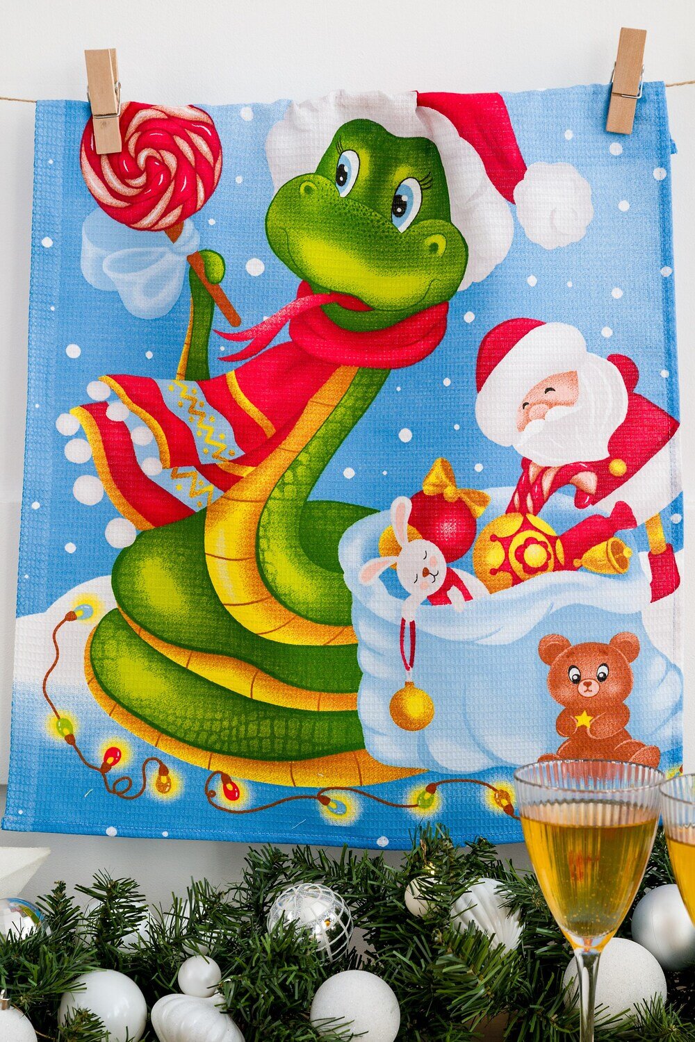 Натали Полотенце 579930 Полотенце кухонное Мечты в новогоднюю ночь сине-серый