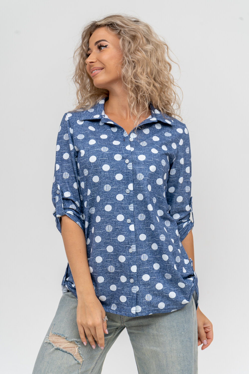 Натали Рубашка 579998 36824 горох джинс