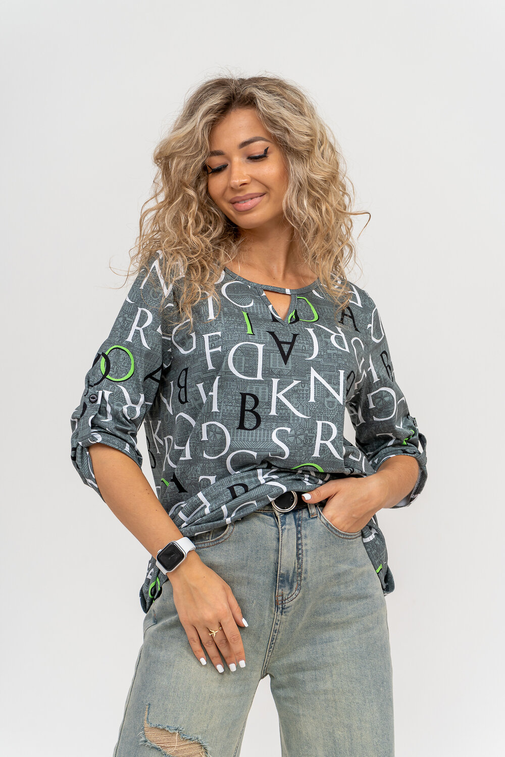 Натали Туника 580051 36800 серо-зеленый