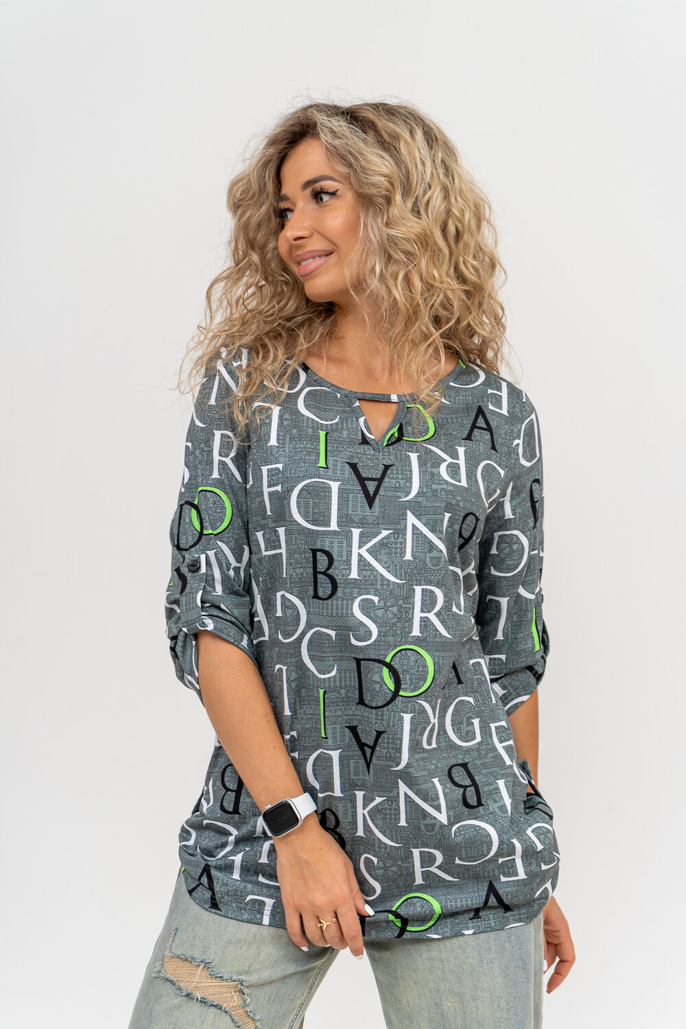 Натали Туника 580051 36800 серо-зеленый