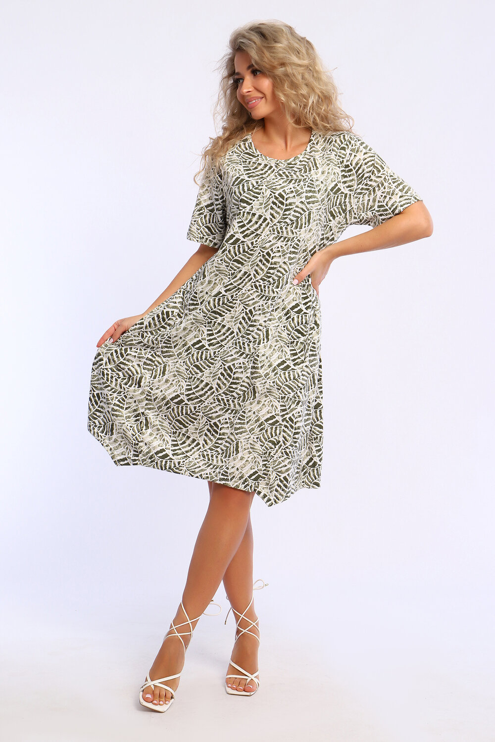 Натали Платье 580052 13241 бело-зеленый