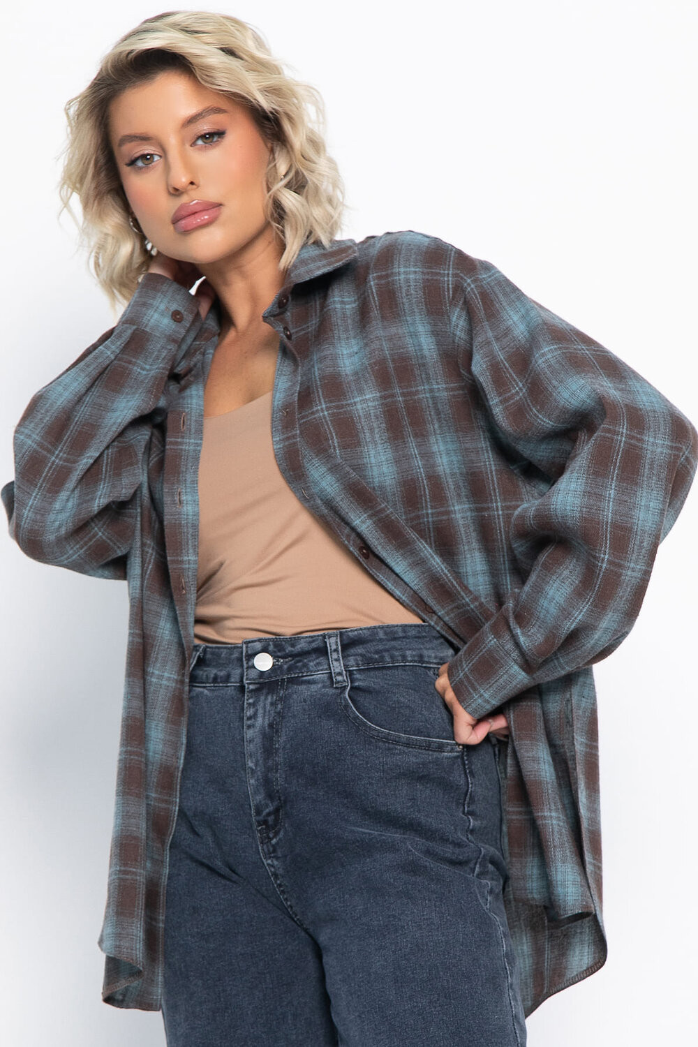 LT Collection Рубашка 580081 Б15108-7М коричневый, голубой