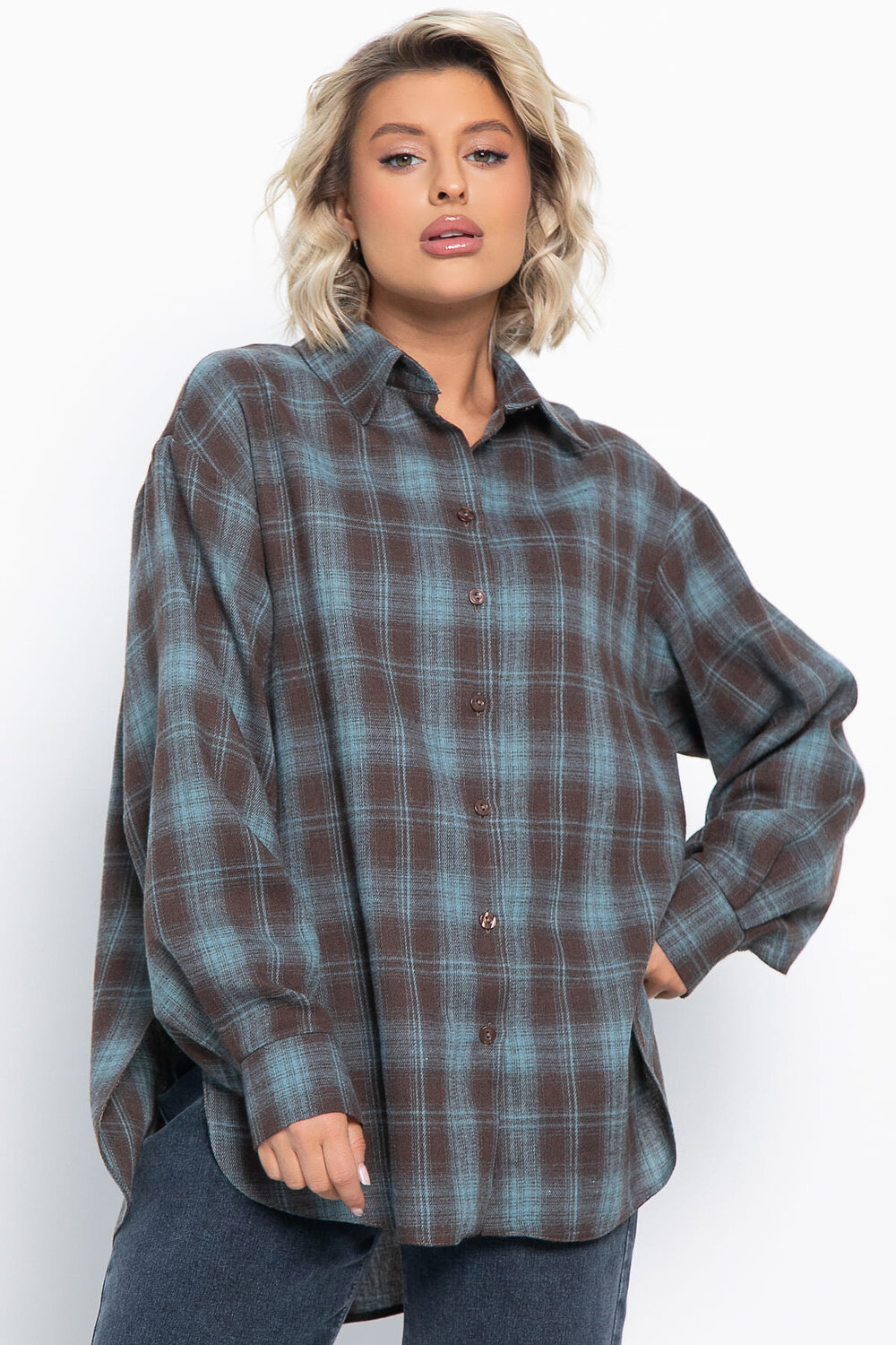 LT Collection Рубашка 580081 Б15108-7М коричневый, голубой