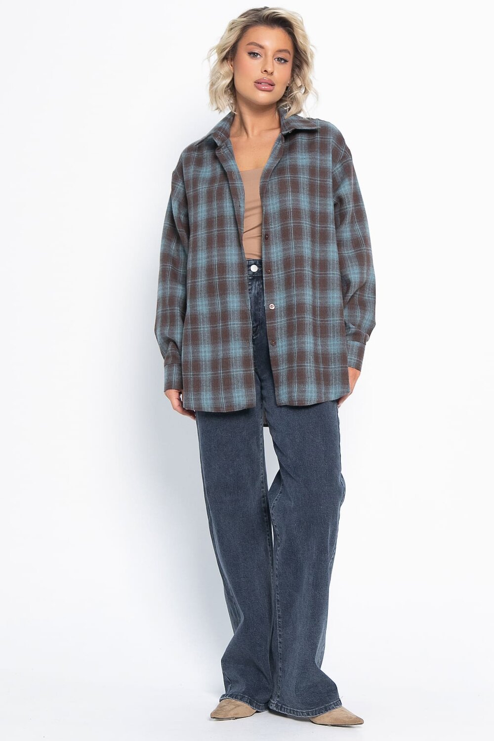 LT Collection Рубашка 580081 Б15108-7М коричневый, голубой