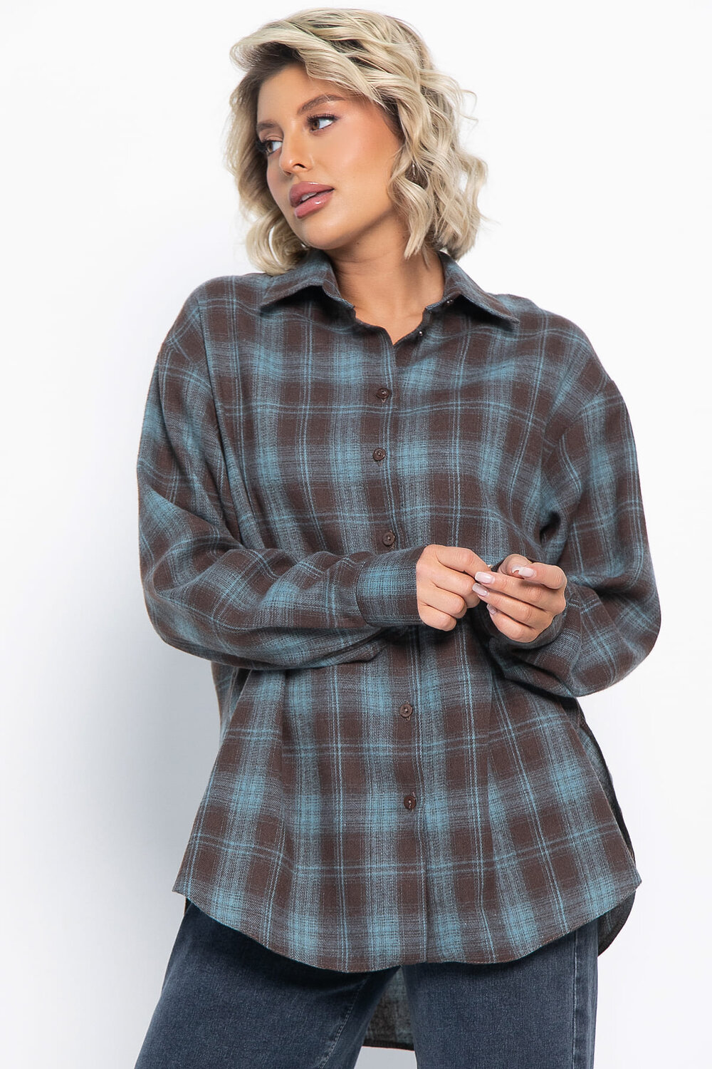 LT Collection Рубашка 580081 Б15108-7М коричневый, голубой