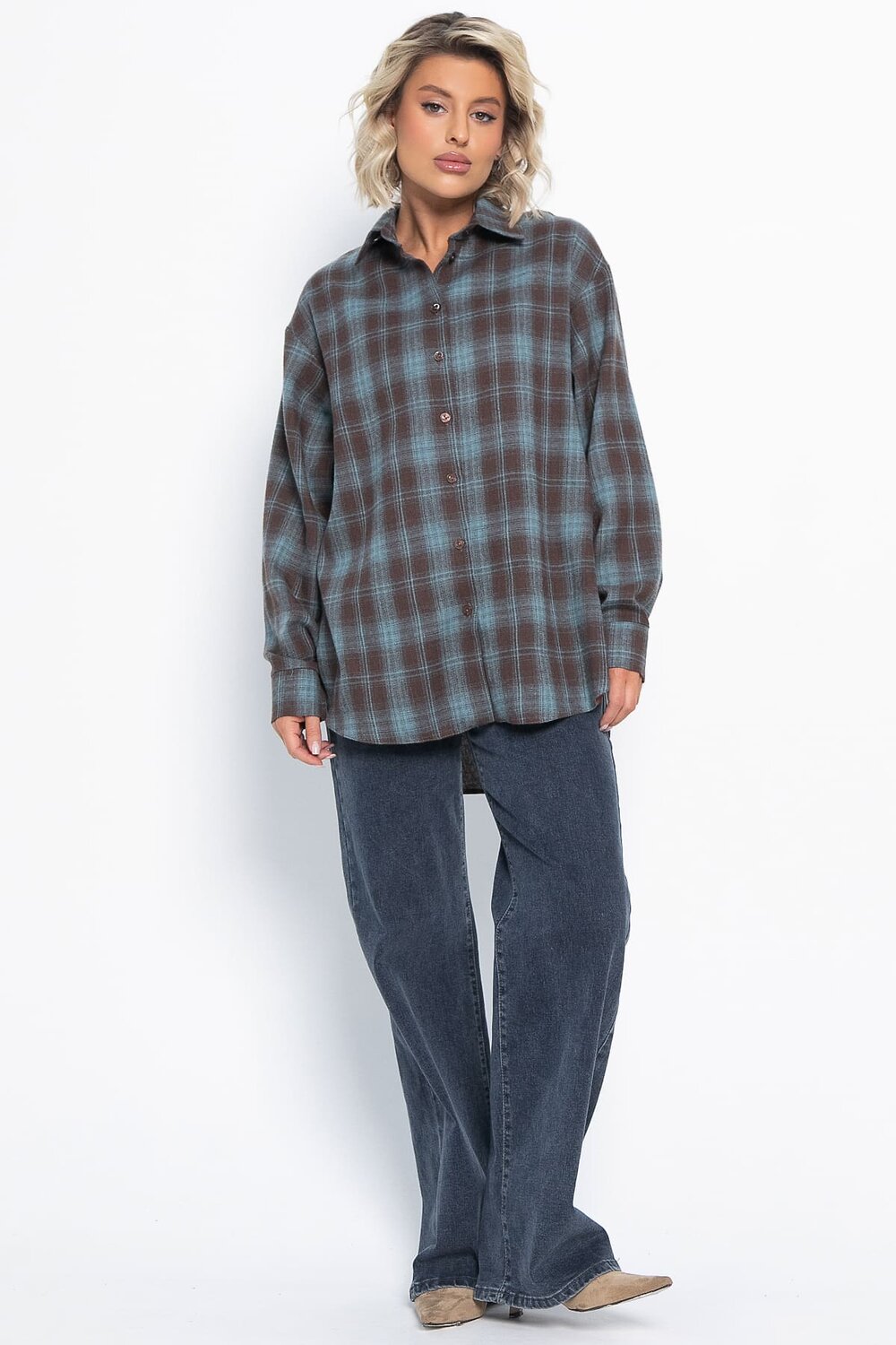 LT Collection Рубашка 580081 Б15108-7М коричневый, голубой