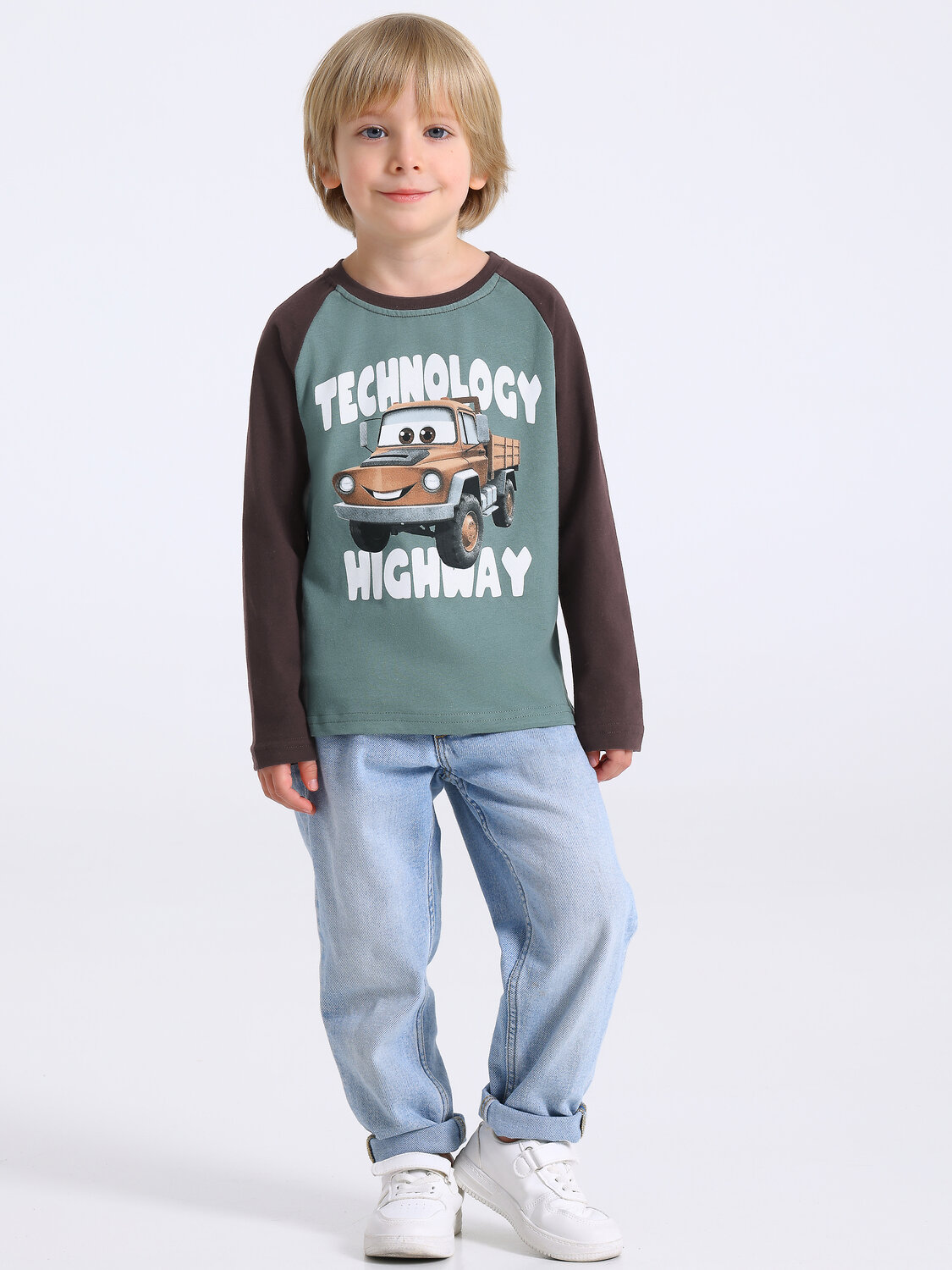 Апрель Лонгслив 580399 1ПДЛД4912001 серо-зеленый+темно-коричневый