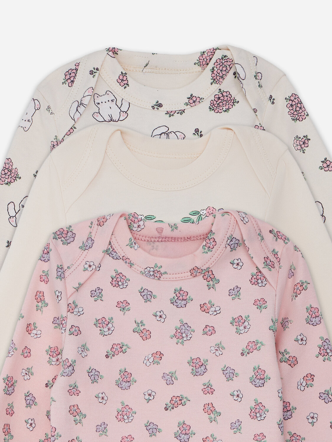 MARK FORMELLE Боди детское 580418 13016-3 молочный +котики с цветами на молочном +цветочки на розовом