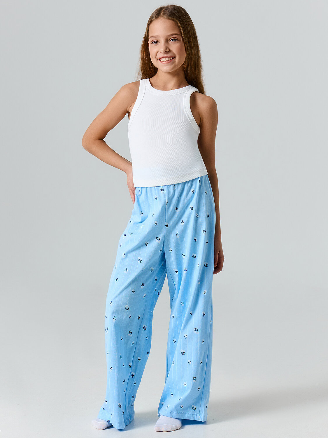 MARK FORMELLE Брюки 580420 587001 цветы на голубой полоске