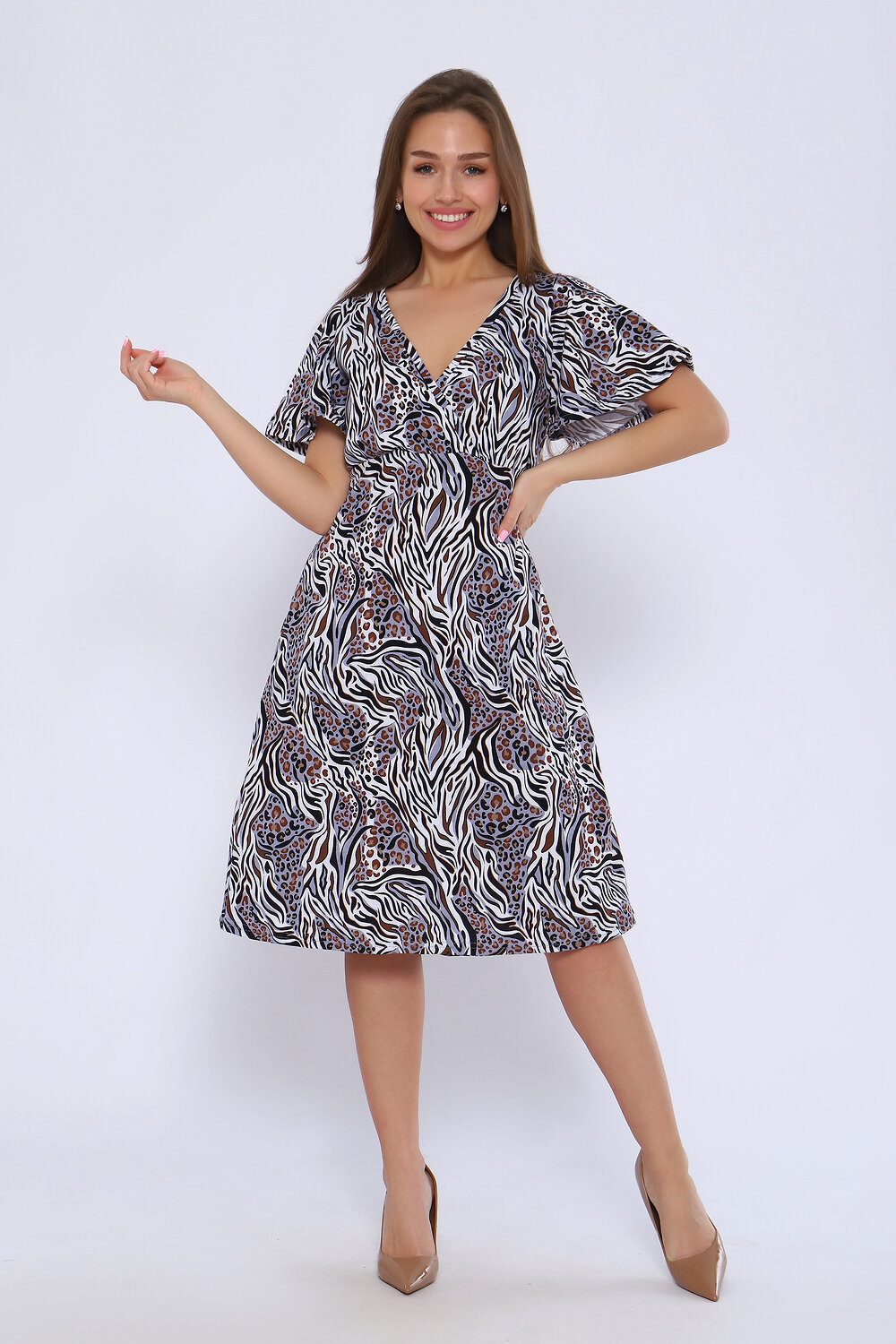 Натали Платье 580658 13312 серо-коричневый