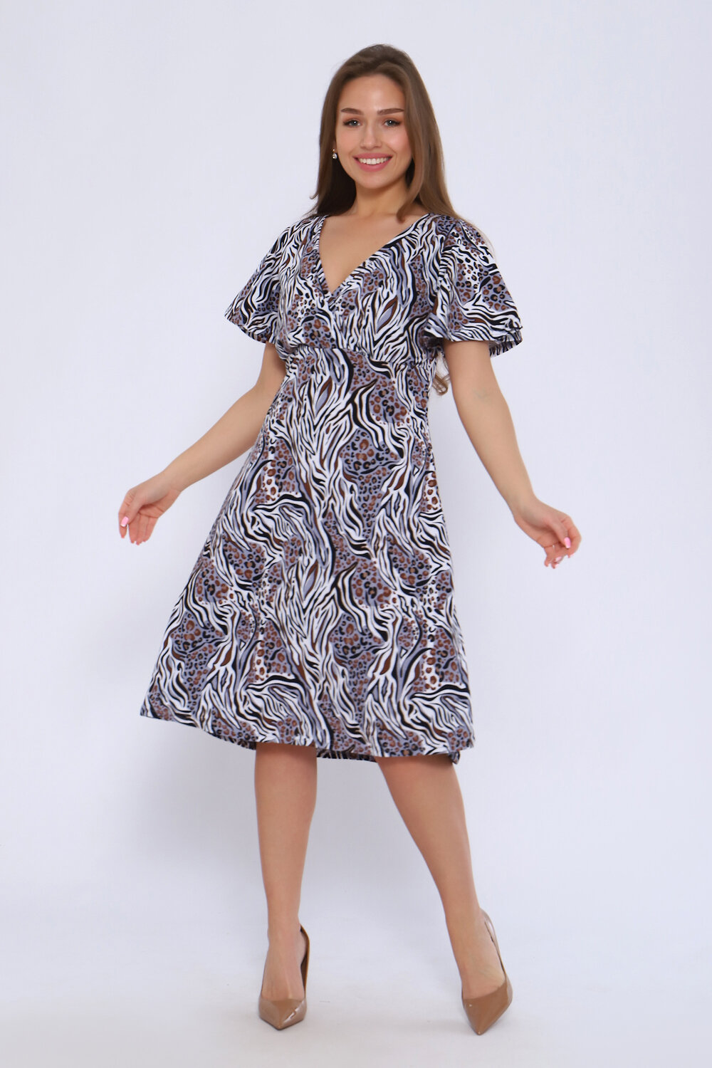 Натали Платье 580658 13312 серо-коричневый