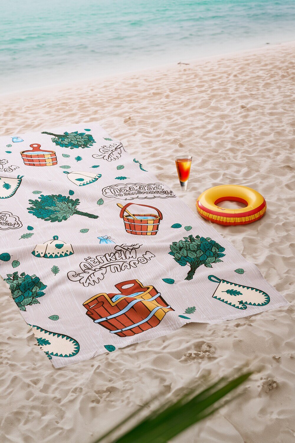 Натали Полотенце 580711 Полотенце банное Поддай жару серый+бежевый