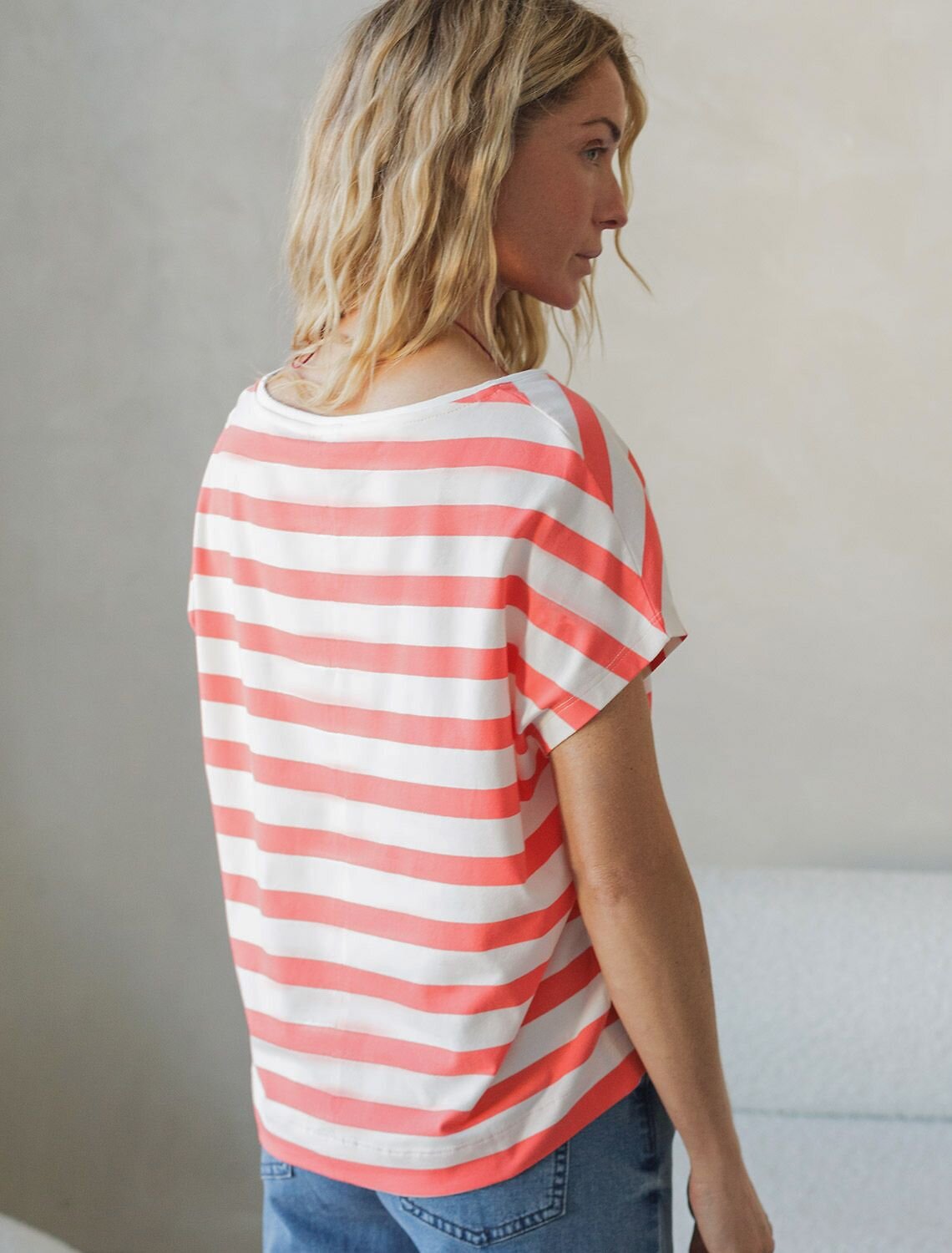 VILATTE Футболка 580906 D49.100 белый-коралловый