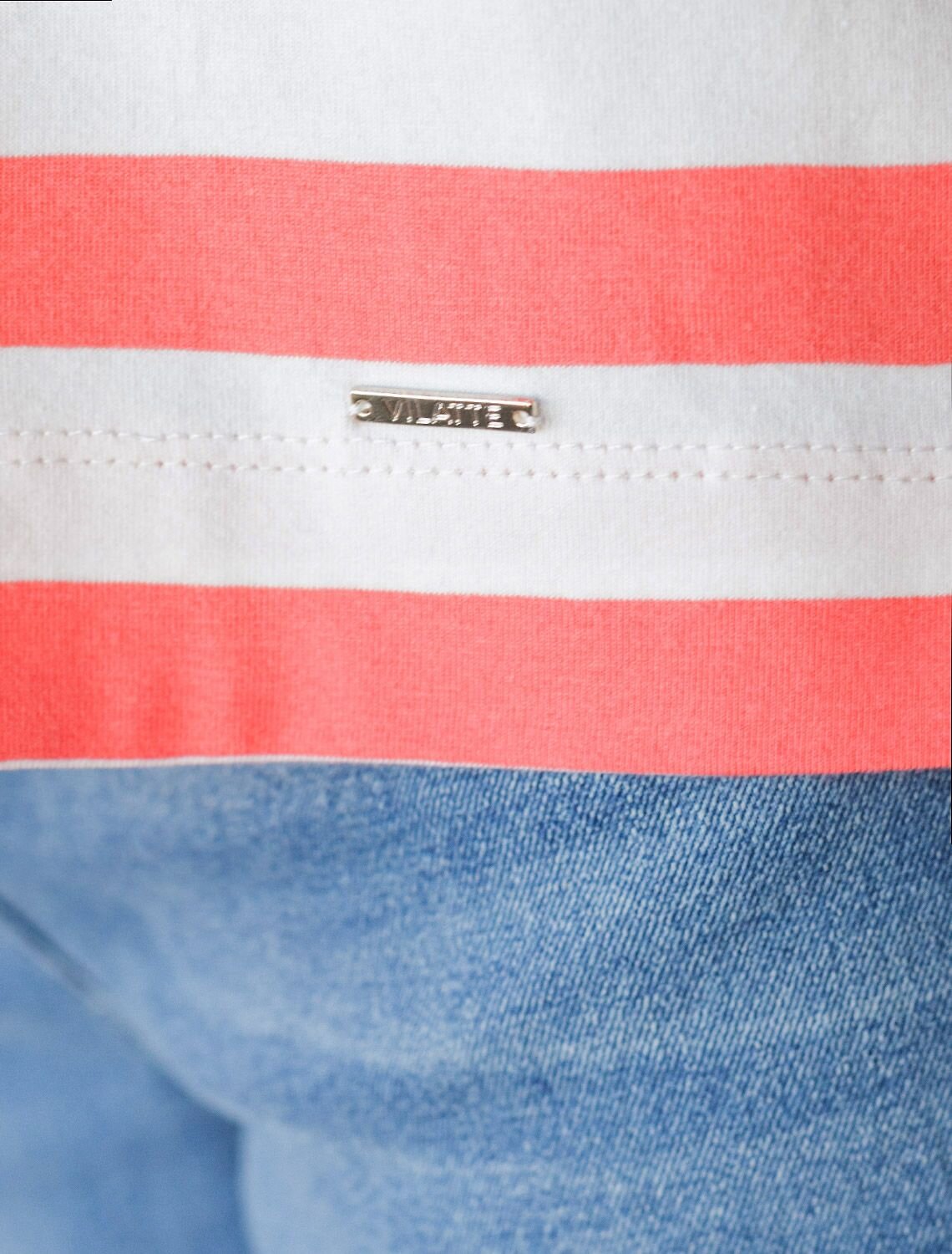 VILATTE Футболка 580906 D49.100 белый-коралловый