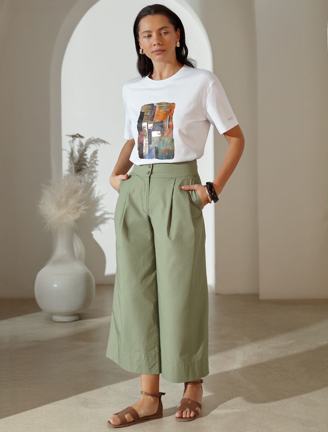 VILATTE Футболка 580915 D49.145 белый_абстракция