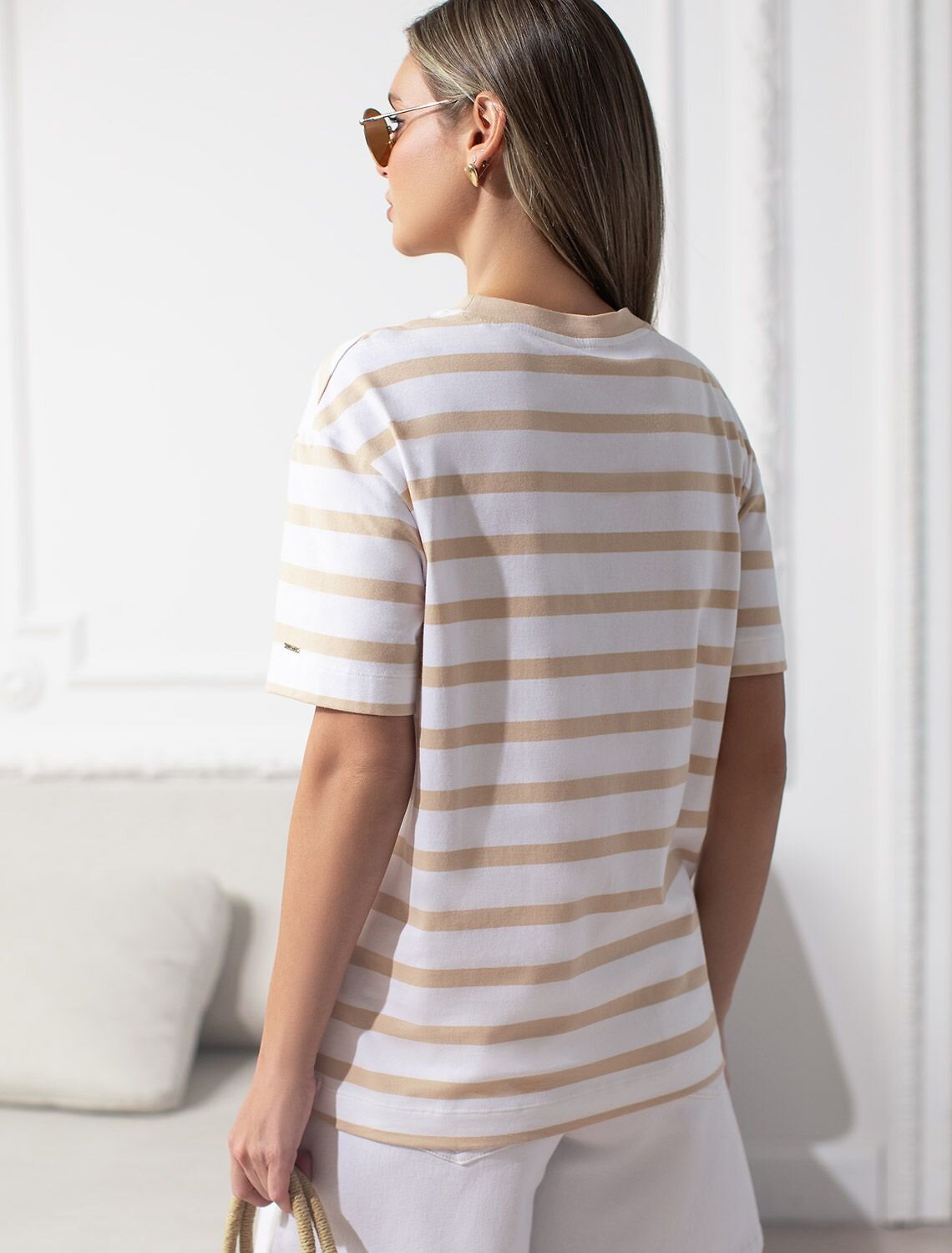 VILATTE Футболка 580916 D49.145 белый-бежевый