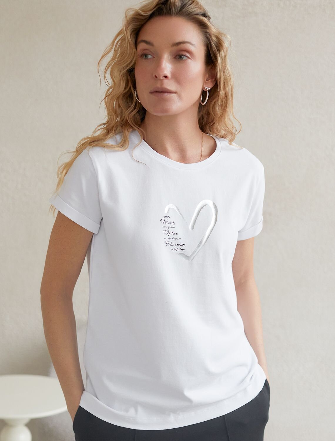 VILATTE Футболка 580924 D49.146 белый_сердце