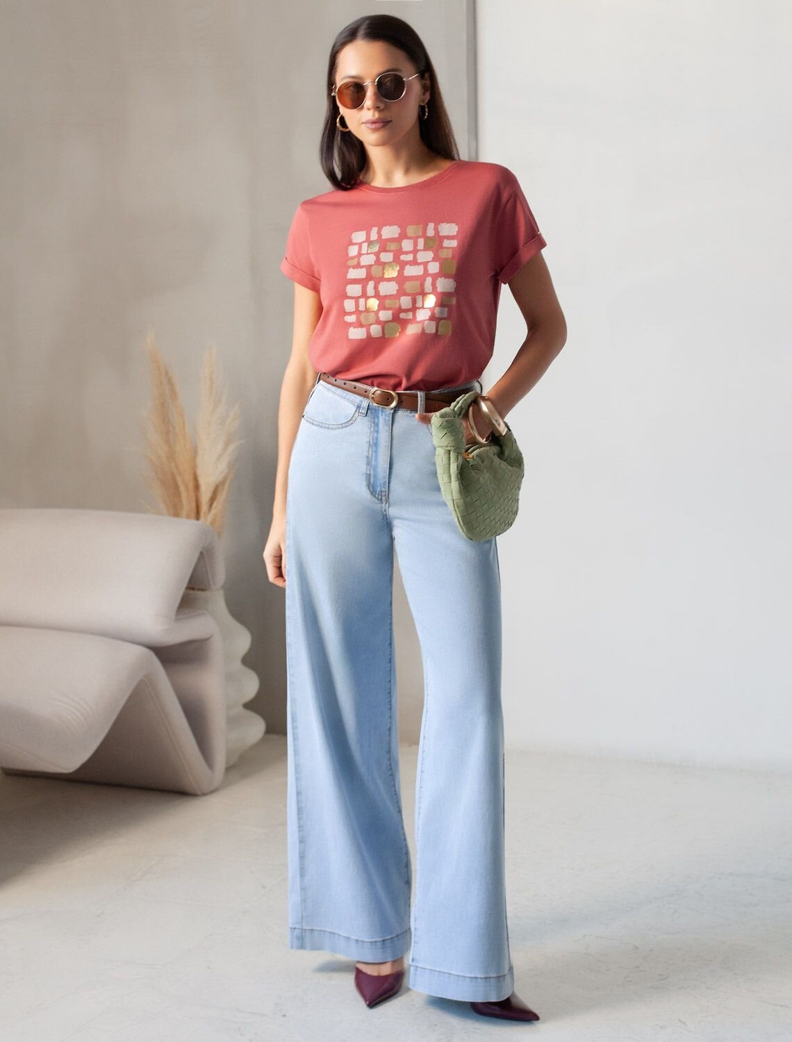 VILATTE Футболка 580928 D49.146 т.коралл_блики