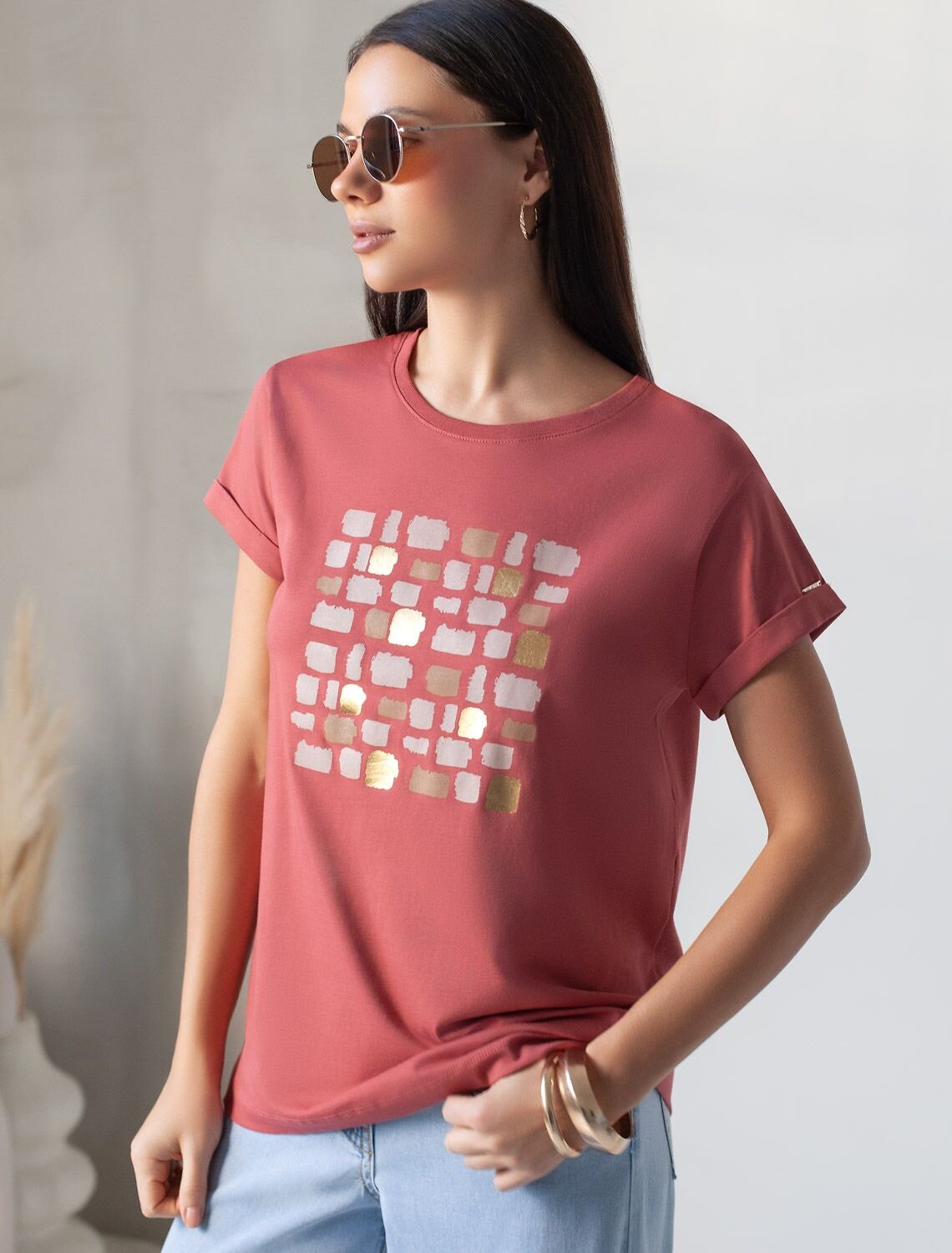 VILATTE Футболка 580928 D49.146 т.коралл_блики