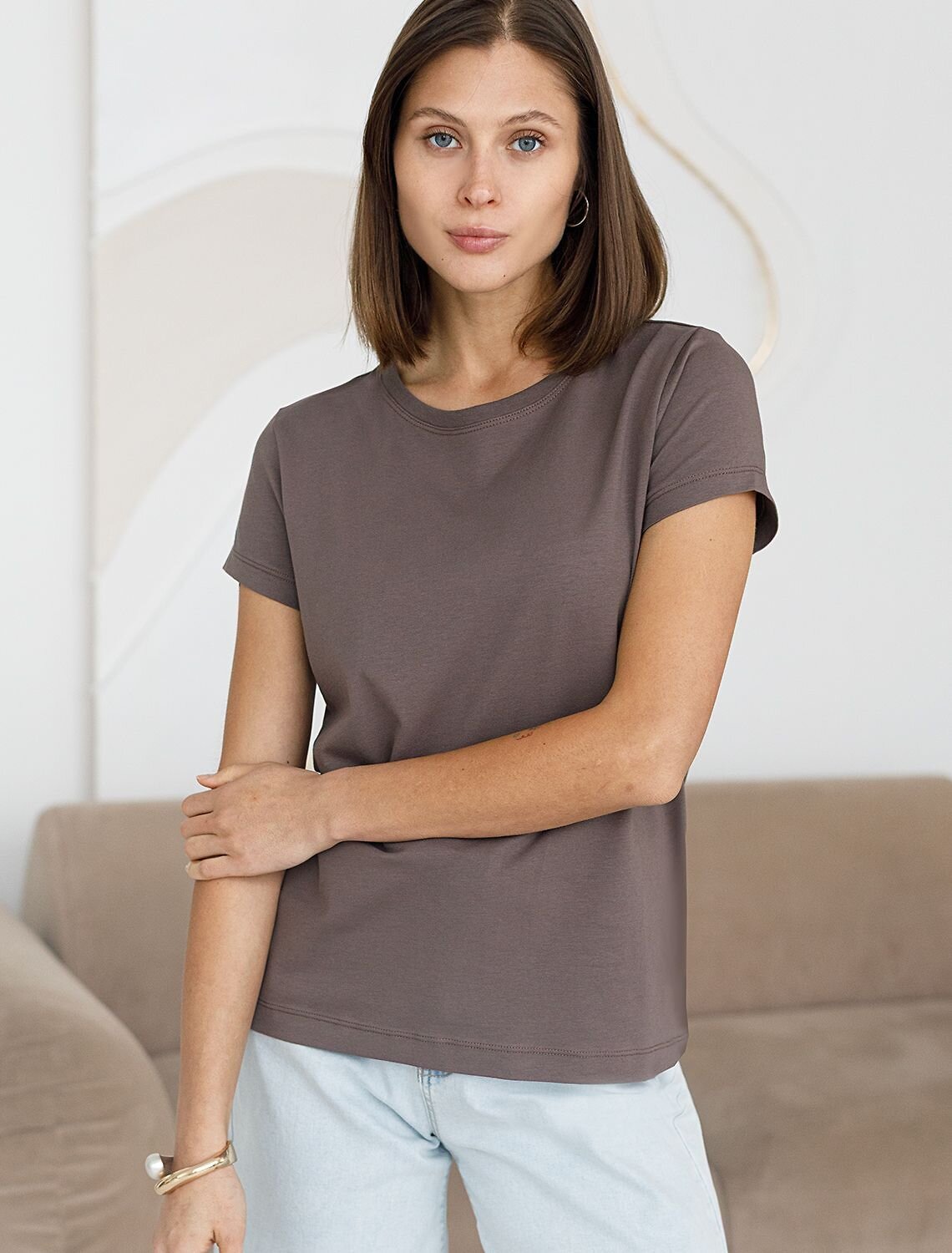 VILATTE Футболка 580942 D49.155 кофе