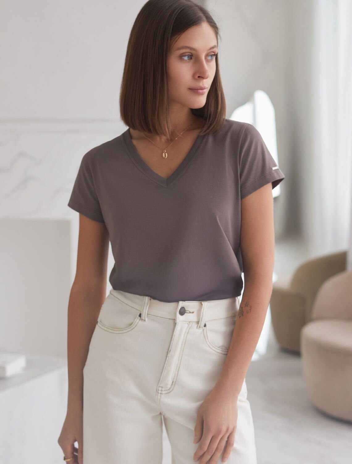 VILATTE Футболка 580948 D49.156 кофе