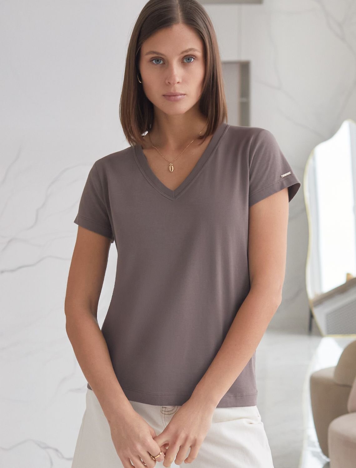 VILATTE Футболка 580948 D49.156 кофе