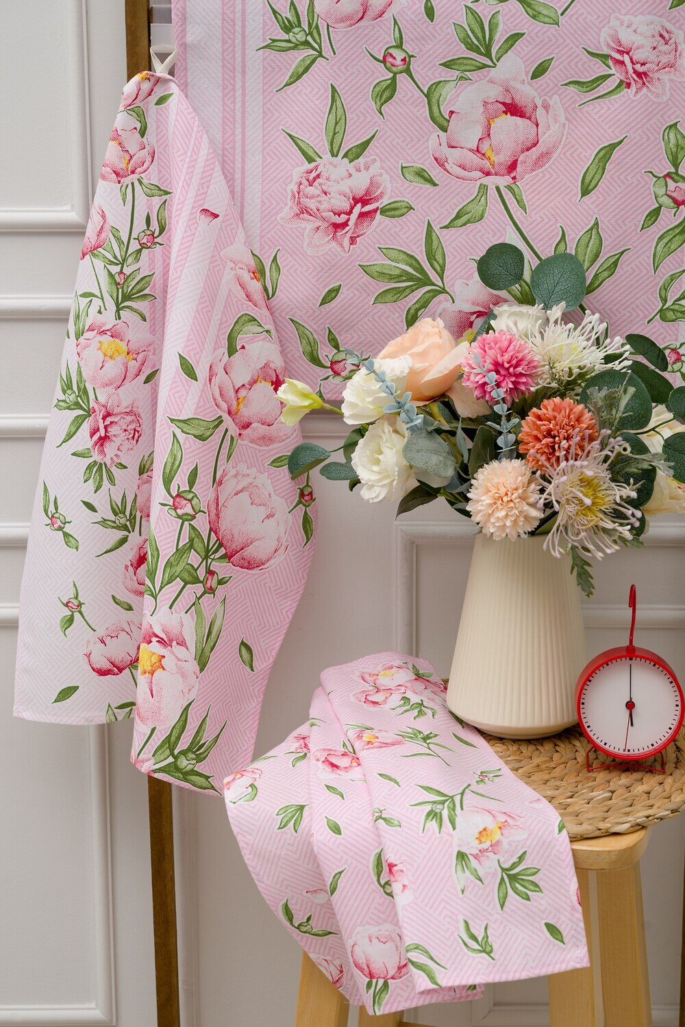 Натали Полотенце 581094 Набор кухонных полотенец Пионы розовый