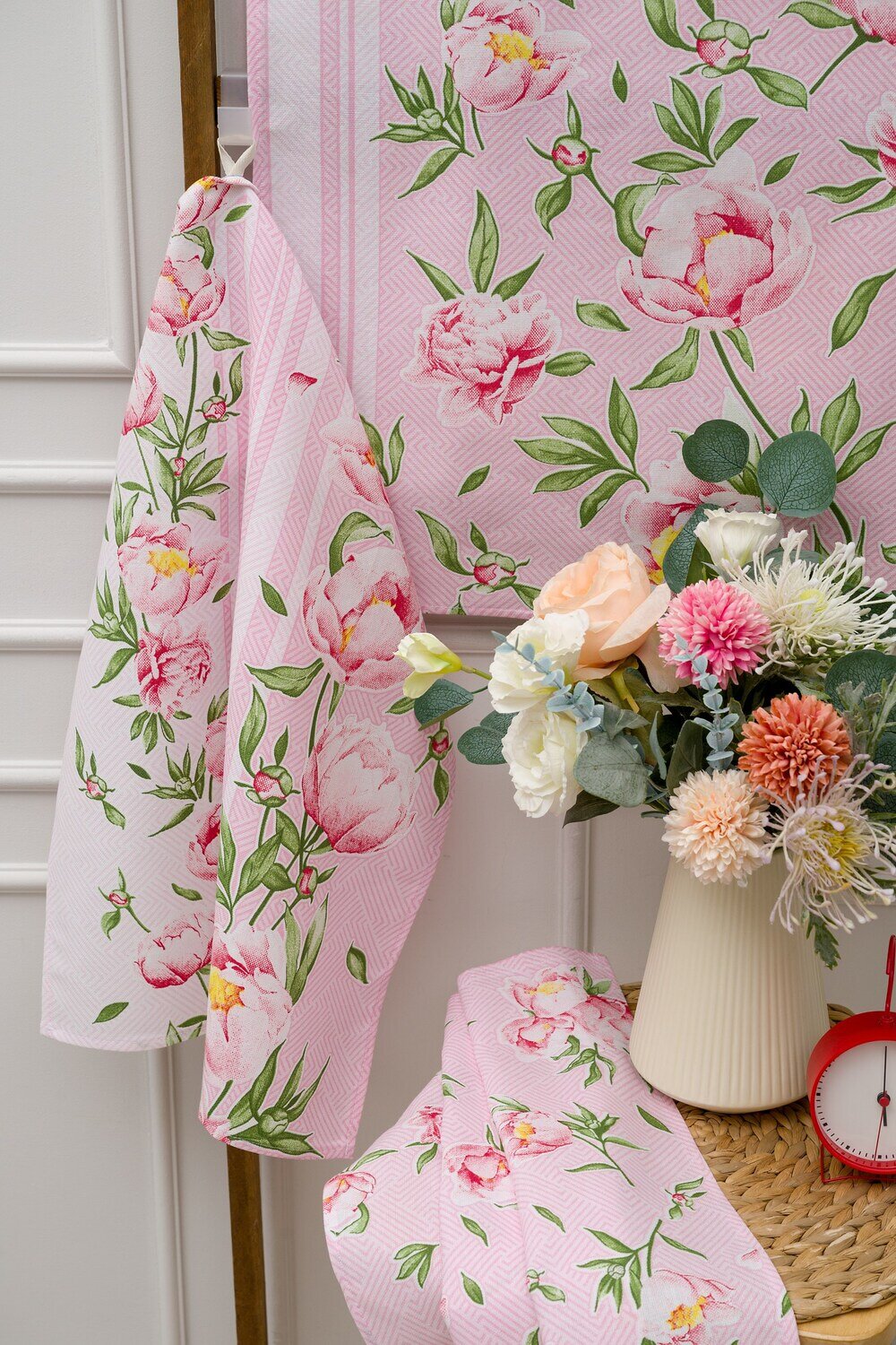 Натали Полотенце 581094 Набор кухонных полотенец Пионы розовый