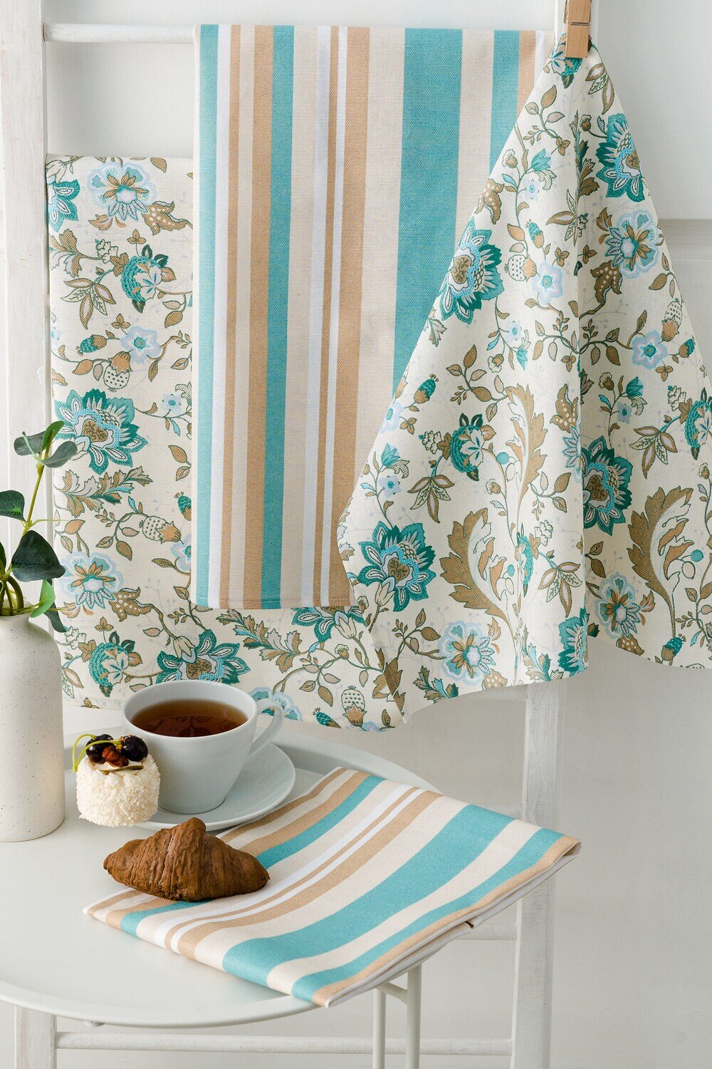 Натали Полотенце 581105 Полотенца кухонные Китайские цветы белый/зеленый