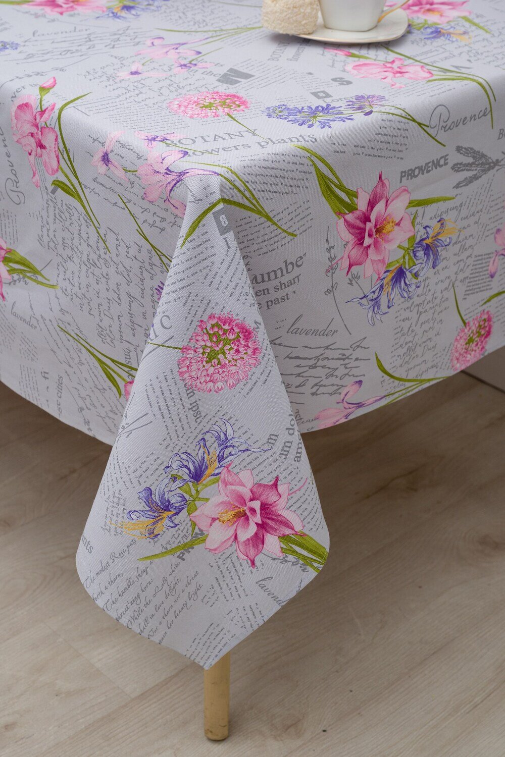 Натали Скатерть 581114 Скатерть Цветы и письма серо-голубой