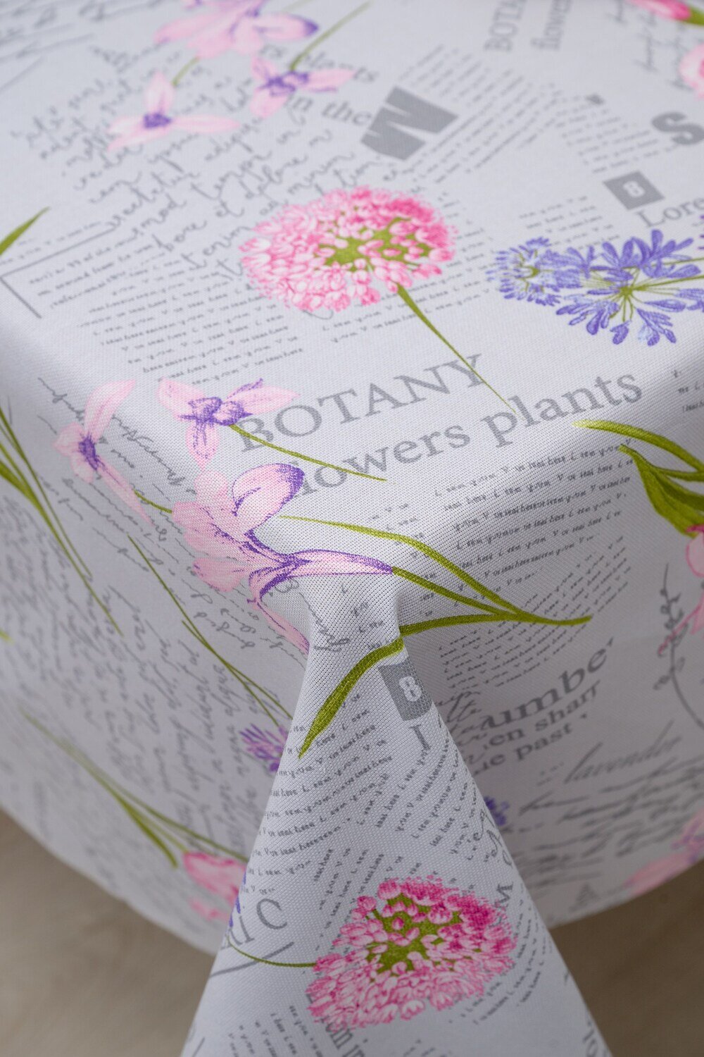 Натали Скатерть 581114 Скатерть Цветы и письма серо-голубой