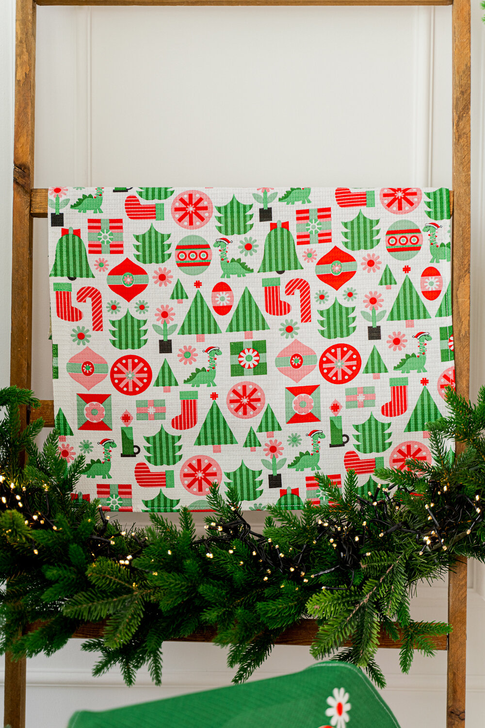 Натали Полотенце 581117 Набор кухонных полотенец Новогодняя мозайка зеленый