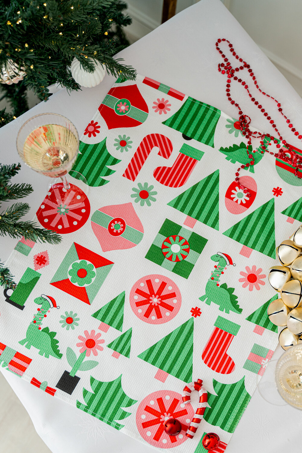 Натали Полотенце 581117 Набор кухонных полотенец Новогодняя мозайка зеленый