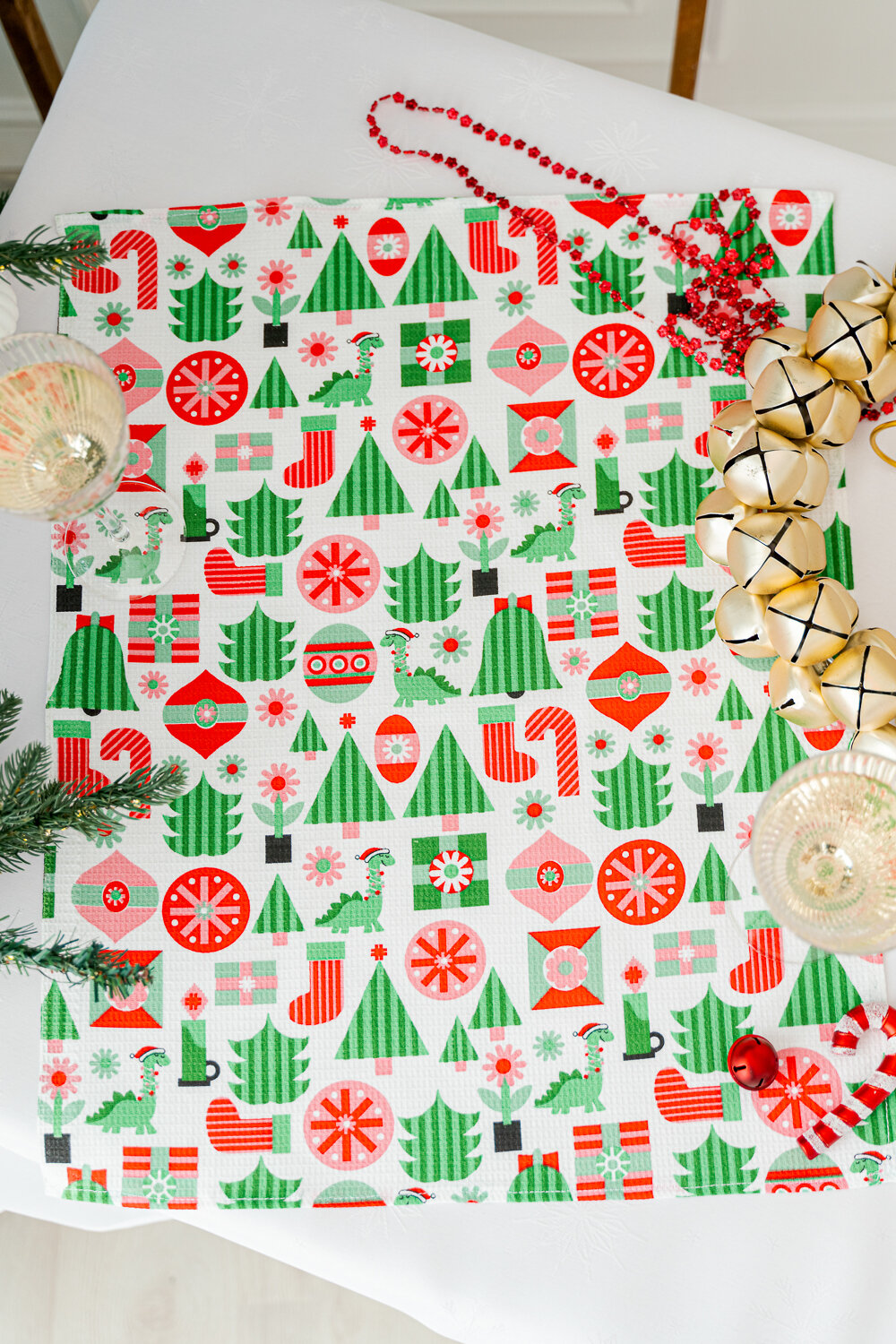 Натали Полотенце 581117 Набор кухонных полотенец Новогодняя мозайка зеленый