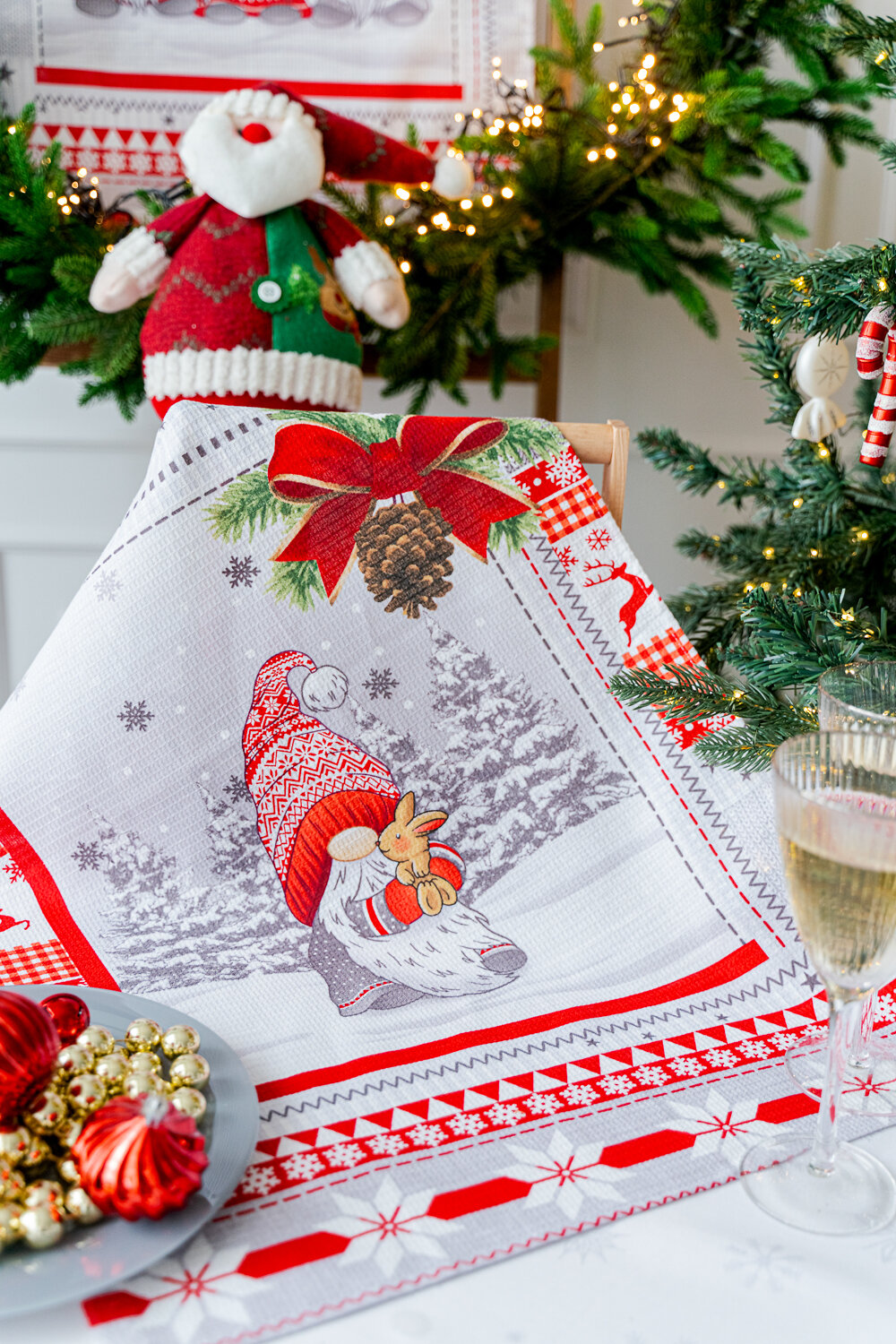 Натали Полотенце 581119 Полотенце Гномики серый+красный