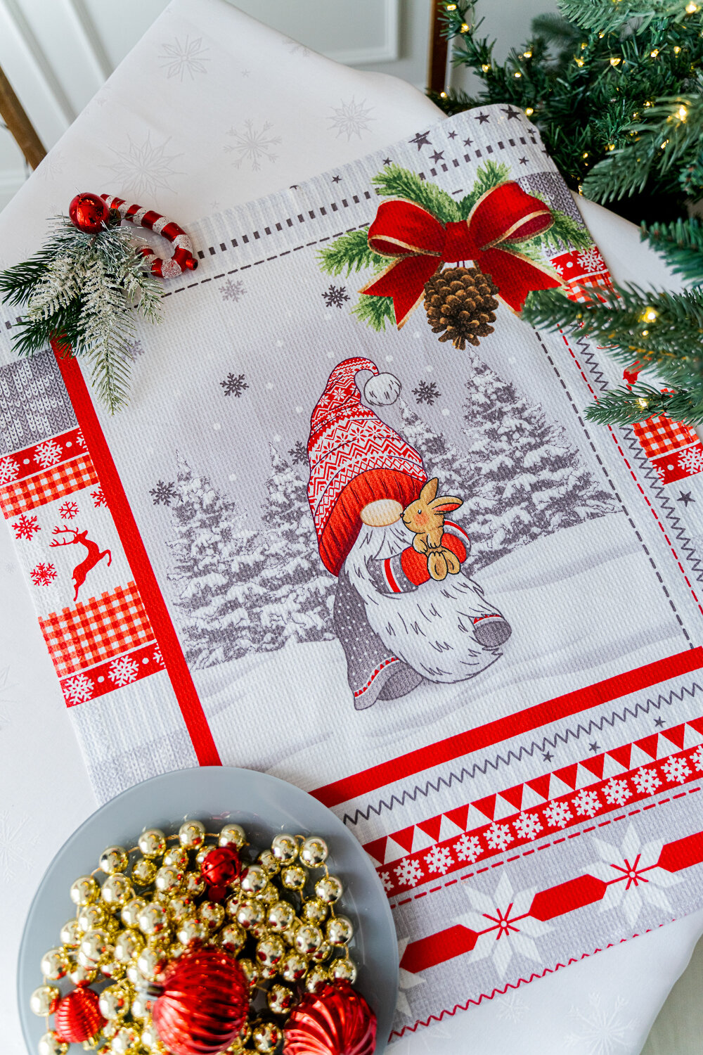 Натали Полотенце 581119 Полотенце Гномики серый+красный