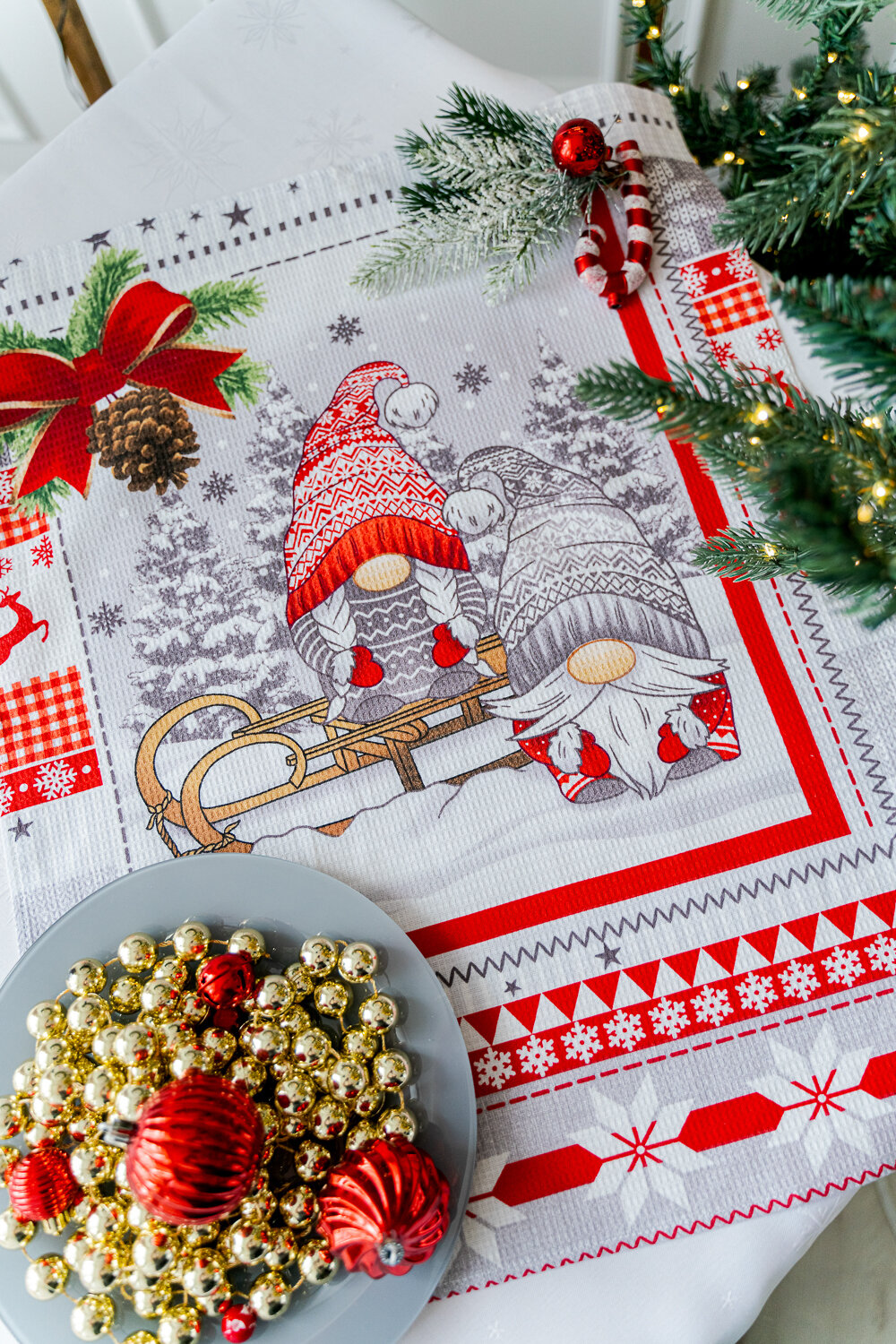 Натали Полотенце 581119 Полотенце Гномики серый+красный