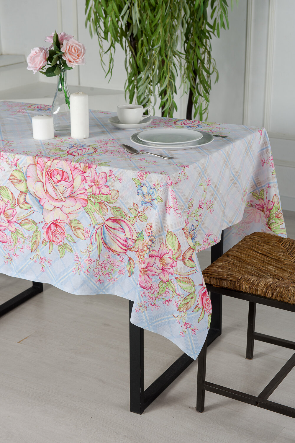 Натали Скатерть 581184 Скатерть Весенний букет голубой