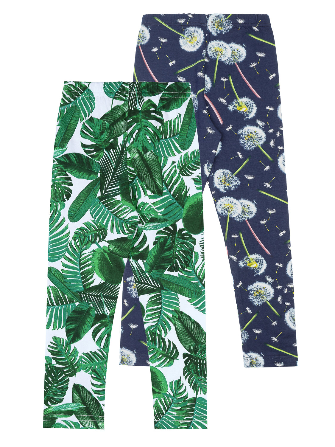 Апрель Легинсы 581664 2ДРЛ5641001н монстера+одуванчики с пушинками на темно-синем