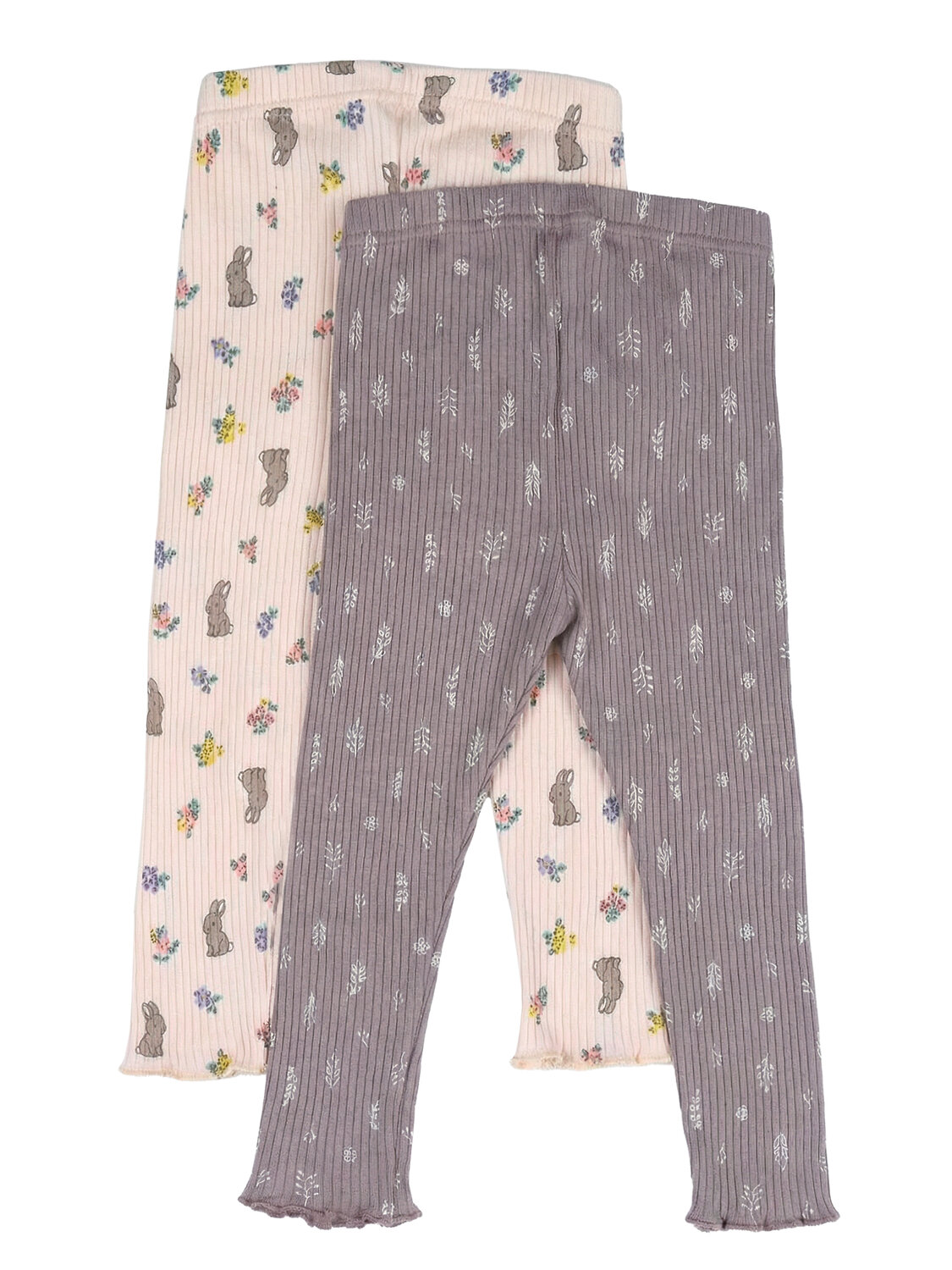 Апрель Легинсы 581665 2ДРЛ5749223н веточки на коричневом+зайки с цветами на персиковом