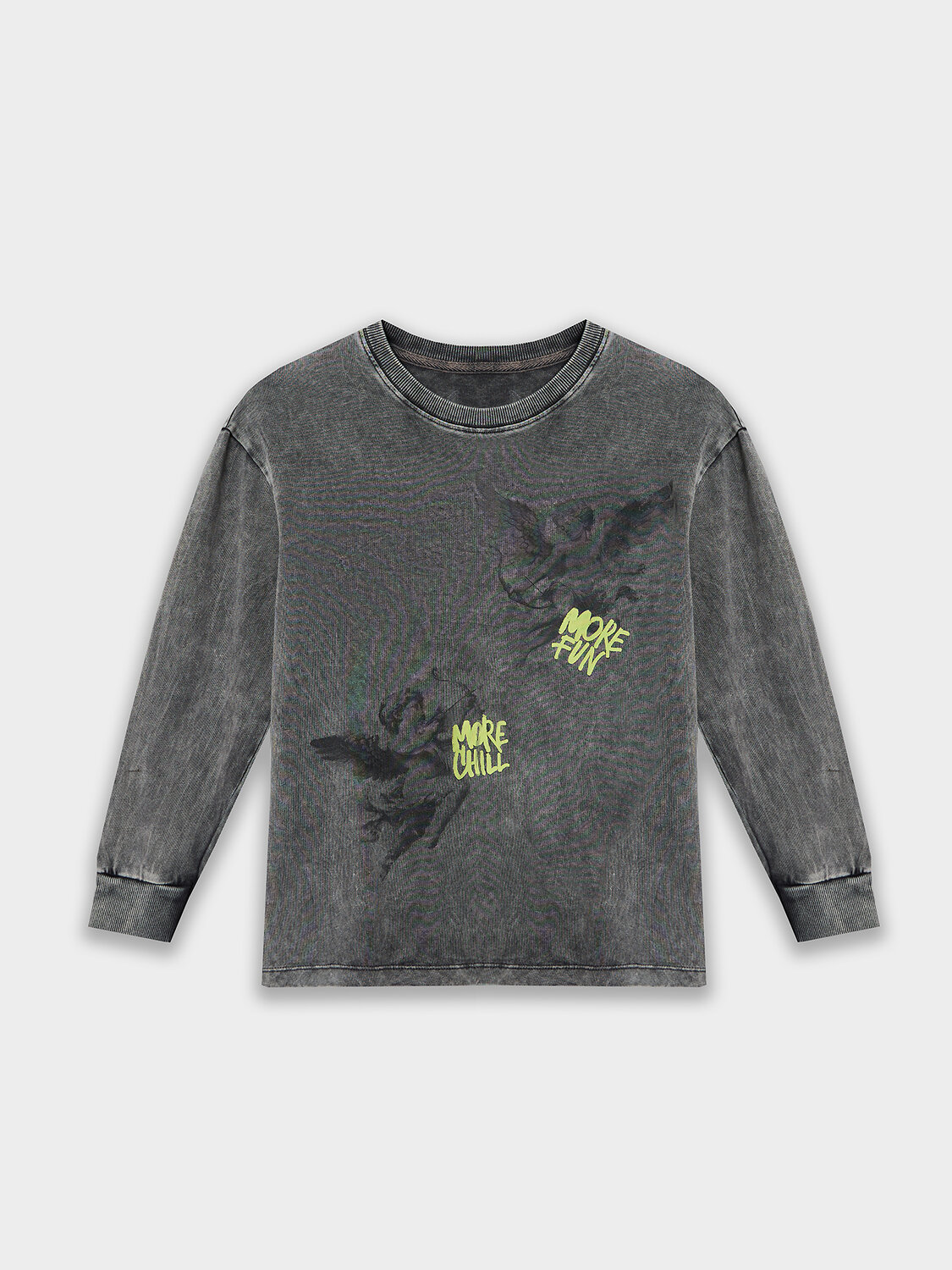MARK FORMELLE Лонгслив 581704 123434/1 ACID WASH графит +печать