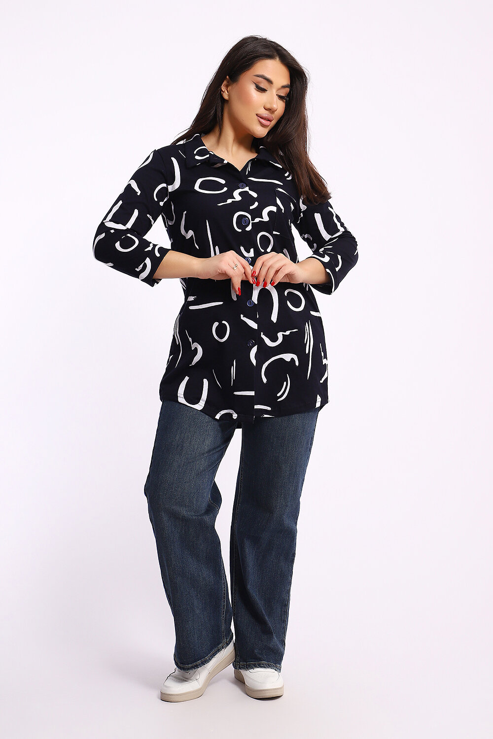 Натали Туника 581985 24231 чёрно-белый