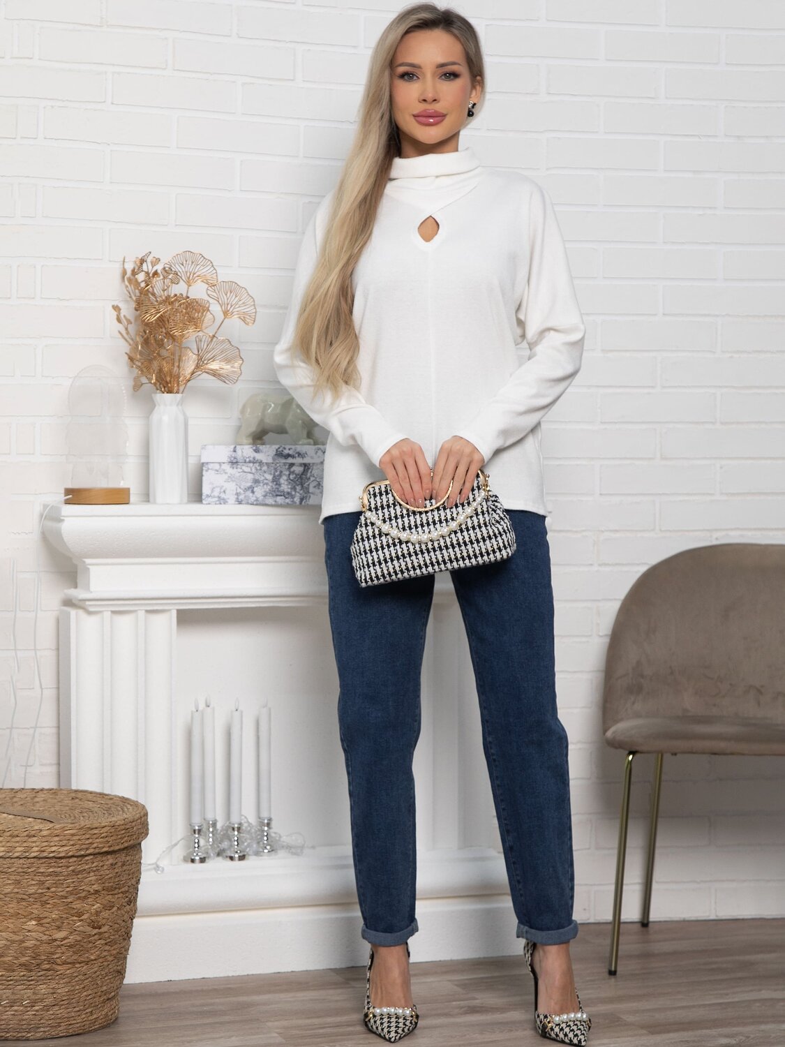 LT Collection Джемпер 582034 Б15157-1М белый