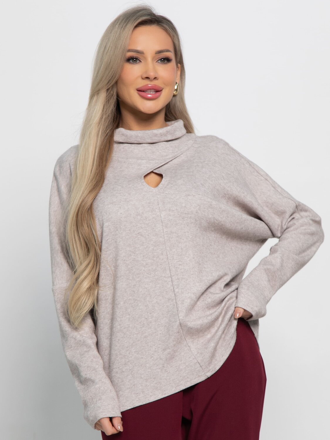 LT Collection Джемпер 582037 Б15160-1М бежевый