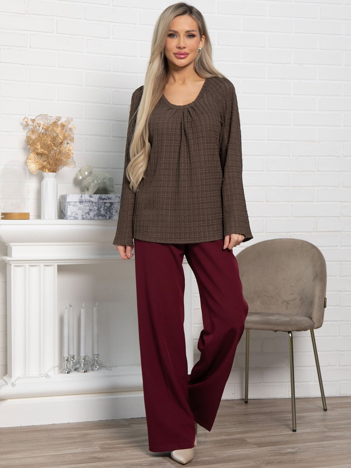 LT Collection Блуза 582039 Б15167-4М коричневый