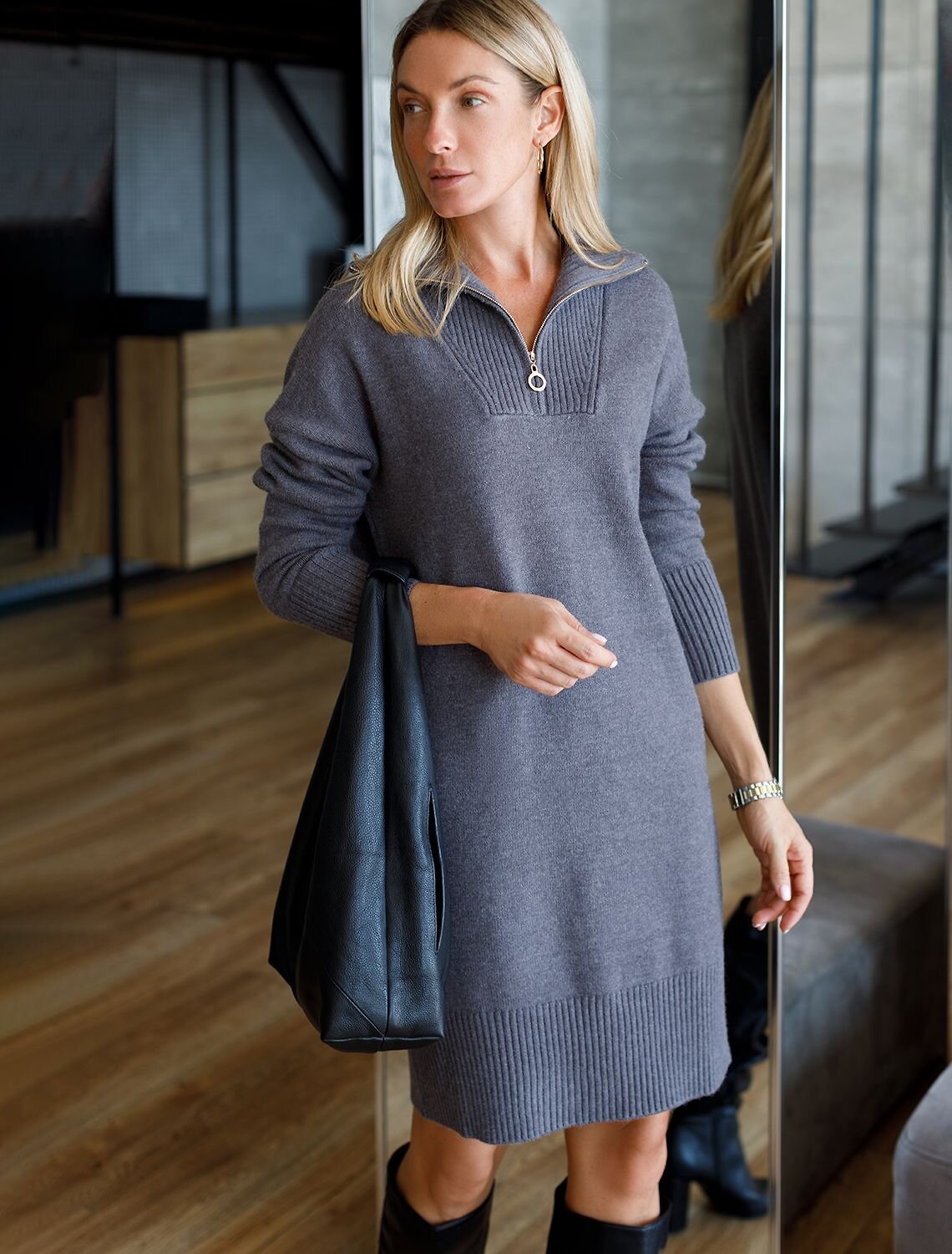 VILATTE Платье 582042 D32.050 серый меланж