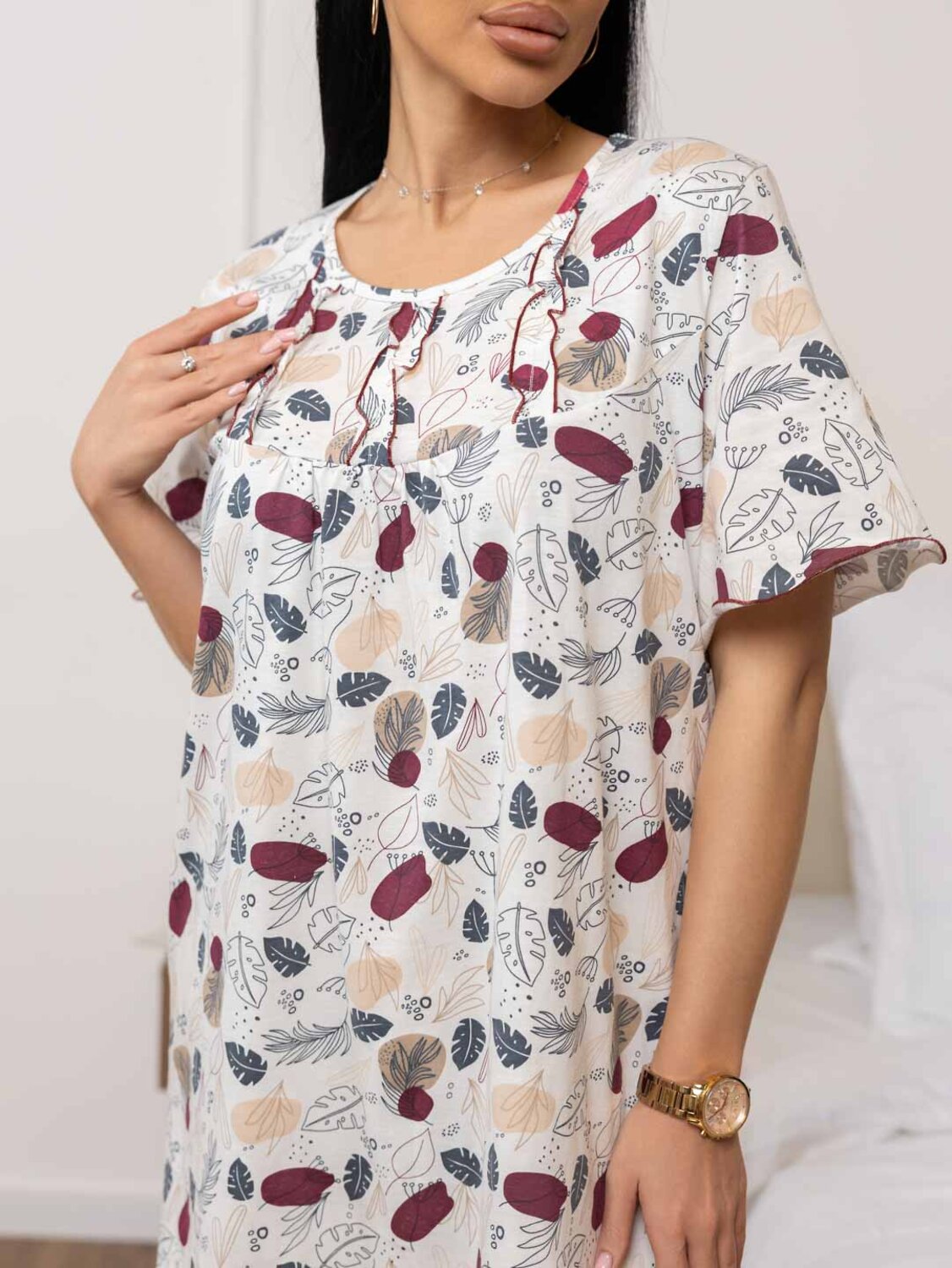 Текс-плюс Сорочка 582137 00-00246873 Молочный,бордовый