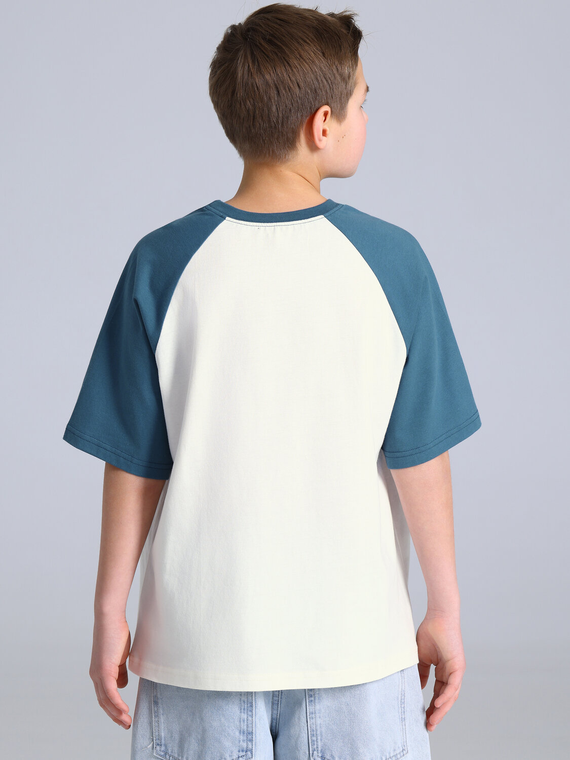 Апрель Футболка 582286 1ПДФК4975001 сливки+темно-голубой