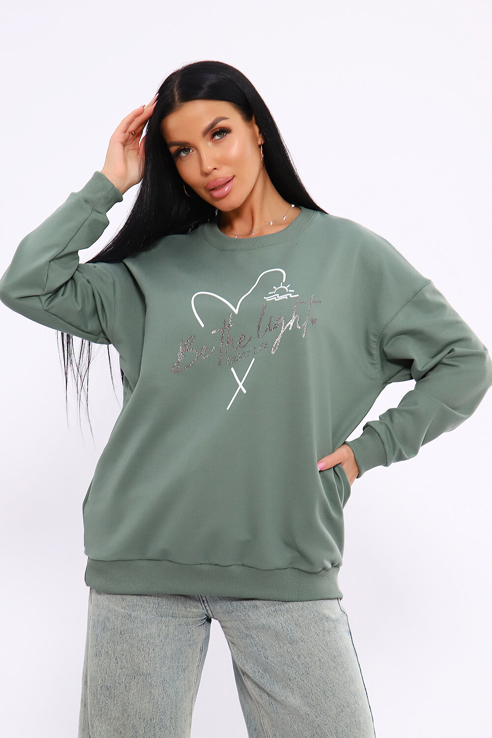 Натали Толстовка 582330 80040 оливковый