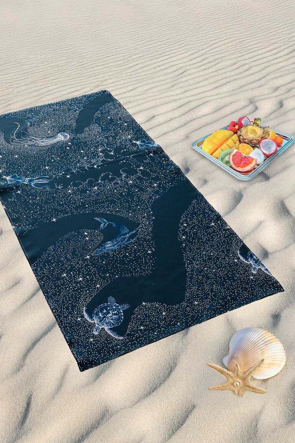 Натали Полотенце 582344 Полотенце пляжное Тайны океана темно-синий